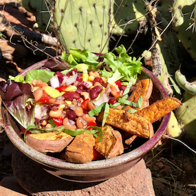 Roasted Sweet Potatoes and Bean Salad